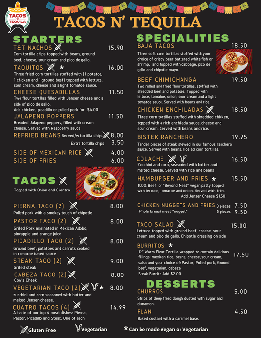 Our Menu – Tacos ‘N Tequila